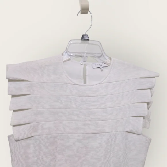 Sandro Paris White Laurena Mini Dress Size 38/US 6 Pleated Ruffle EUC - Picture 5 of 16